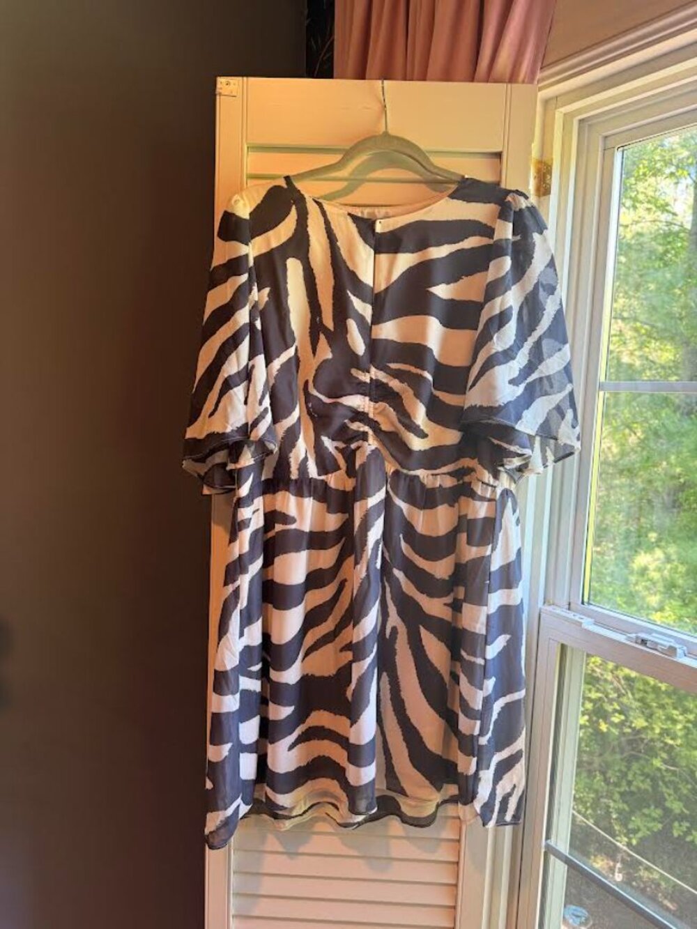 H&M Zebra Print Ruched Front Short Dress